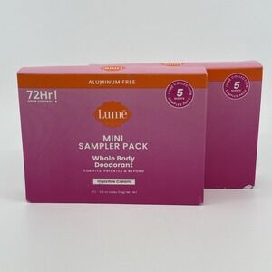 2 PACK Lume Whole Body Deodorant 10 Pack Sampler Invisible Cream Minis NEW